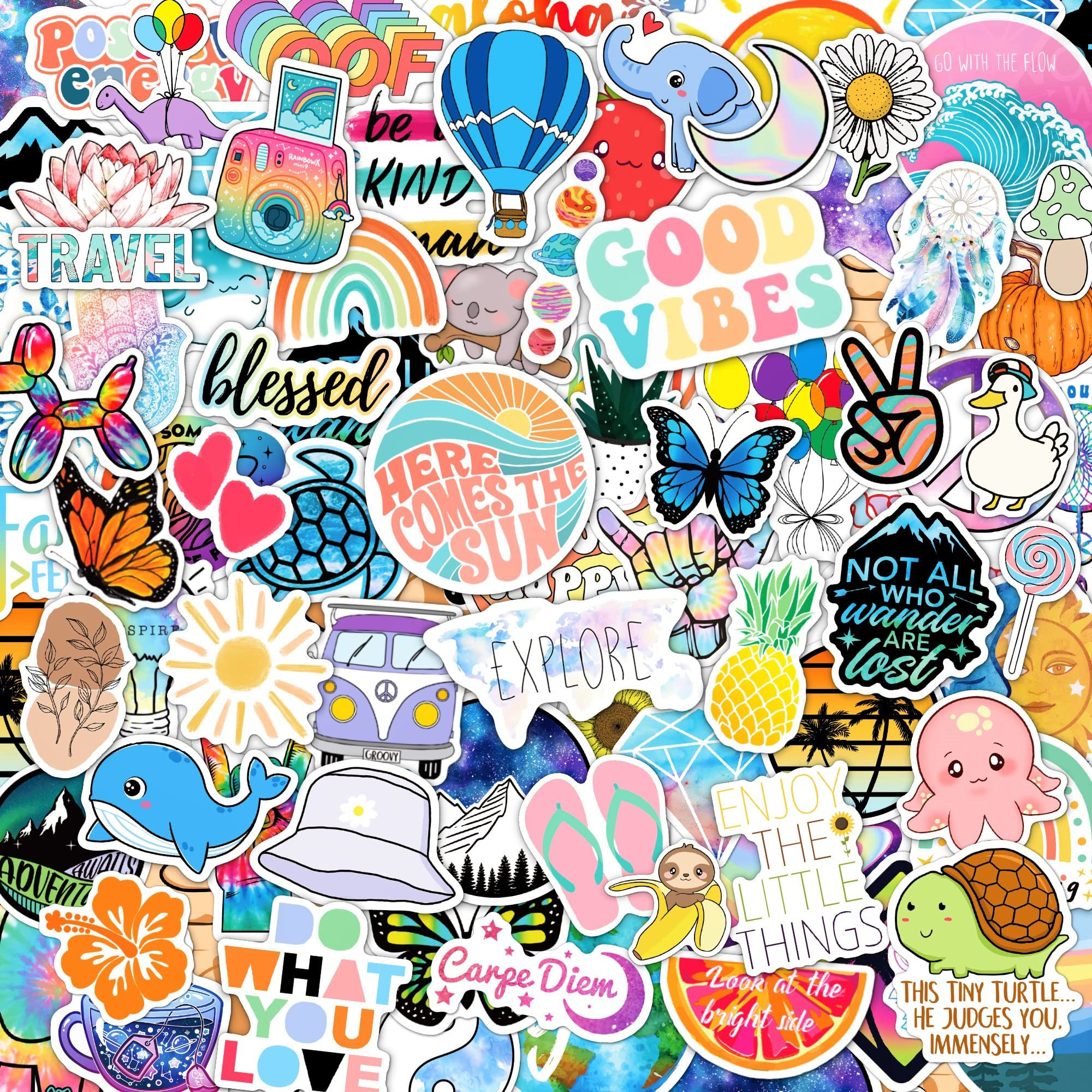 120 Pcs Preppy Stickers, Summer Stickers for Water Bottles Girls, Laptop Accessory Waterproof, Cu... | Amazon (US)