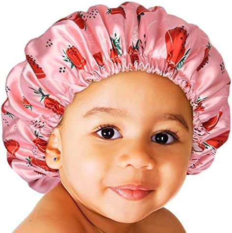 YANIBEST Baby Satin Bonnet Sleep Cap for Curly Hair - Double Layer Reversible Adjustable Silky Satin | Amazon (US)