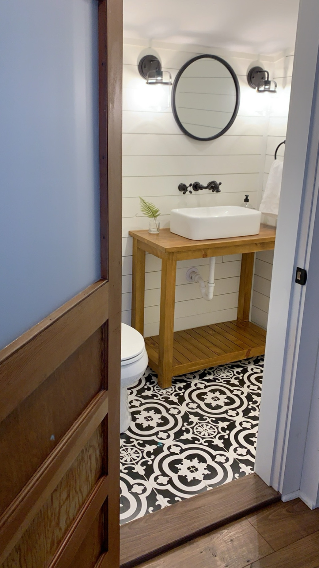 Modern Farmhouse Half Bath Renovation, bathroom, half bath, interior design, bathroom vanity, tile flooring, bath, renovations, home decor 

#LTKhome