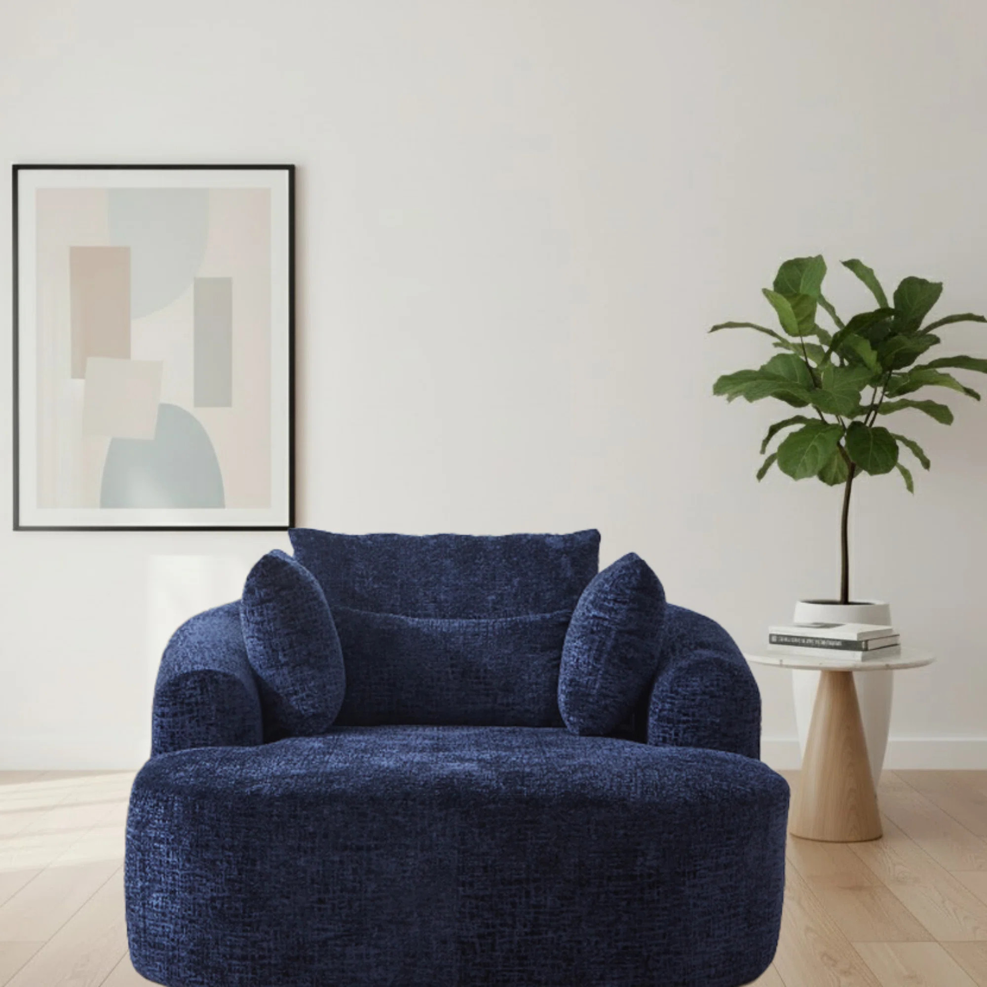 Oversized Chaise Lounge Chair Indoor, 49.6 inch Upholstered Boneless Sofa Bed with Throw Pillows ... | Wayfair North America
