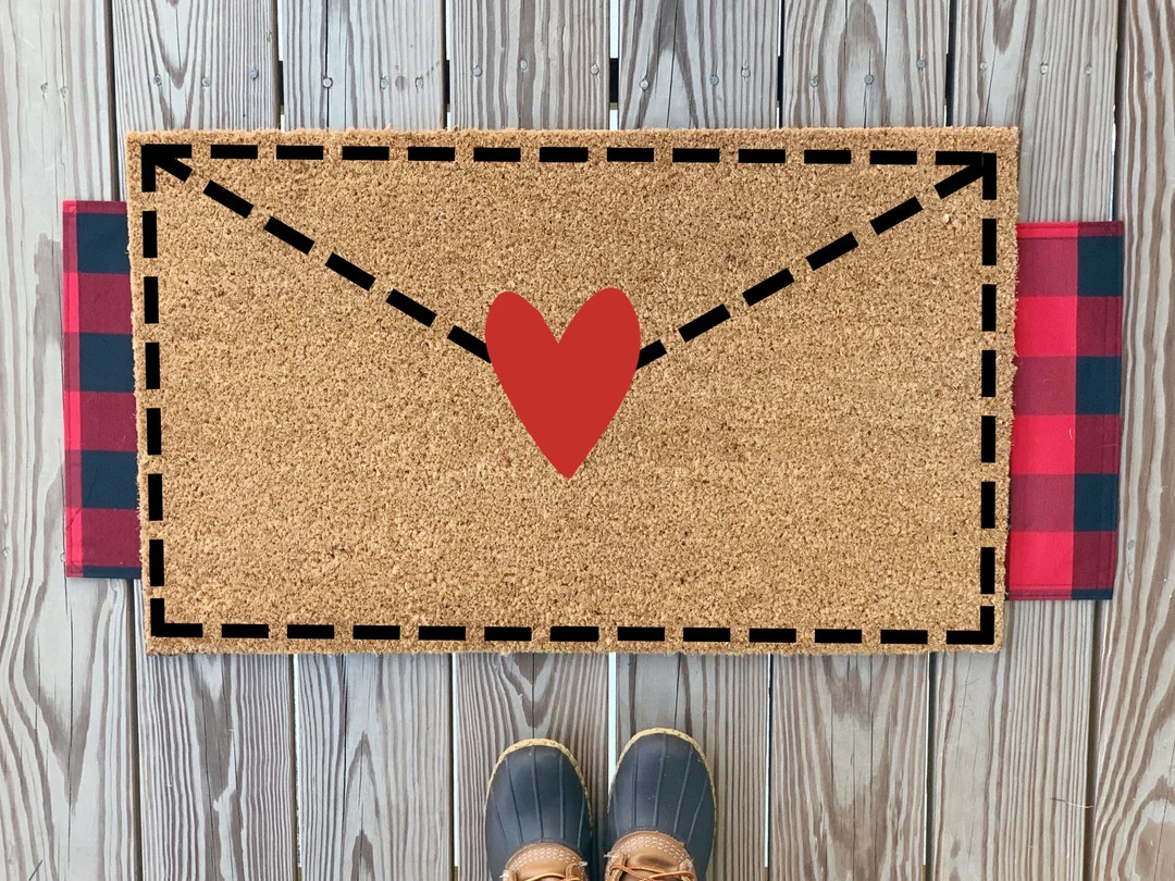 Valentine's Day Doormat | Colorful Welcome Mat | Cute Love Letter Doormat | Valentine's Day Heart... | Etsy (US)
