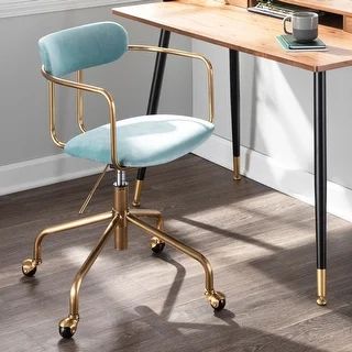 Carson Carrington Gallivare Velvet Task Chair - N/A - Pink/Gold | Bed Bath & Beyond