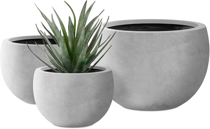 Kante 20" D, 16" D and 12" D Lightweight Concrete Outdoor Round Planter, Set of 3, Outdoor Indoor... | Amazon (US)