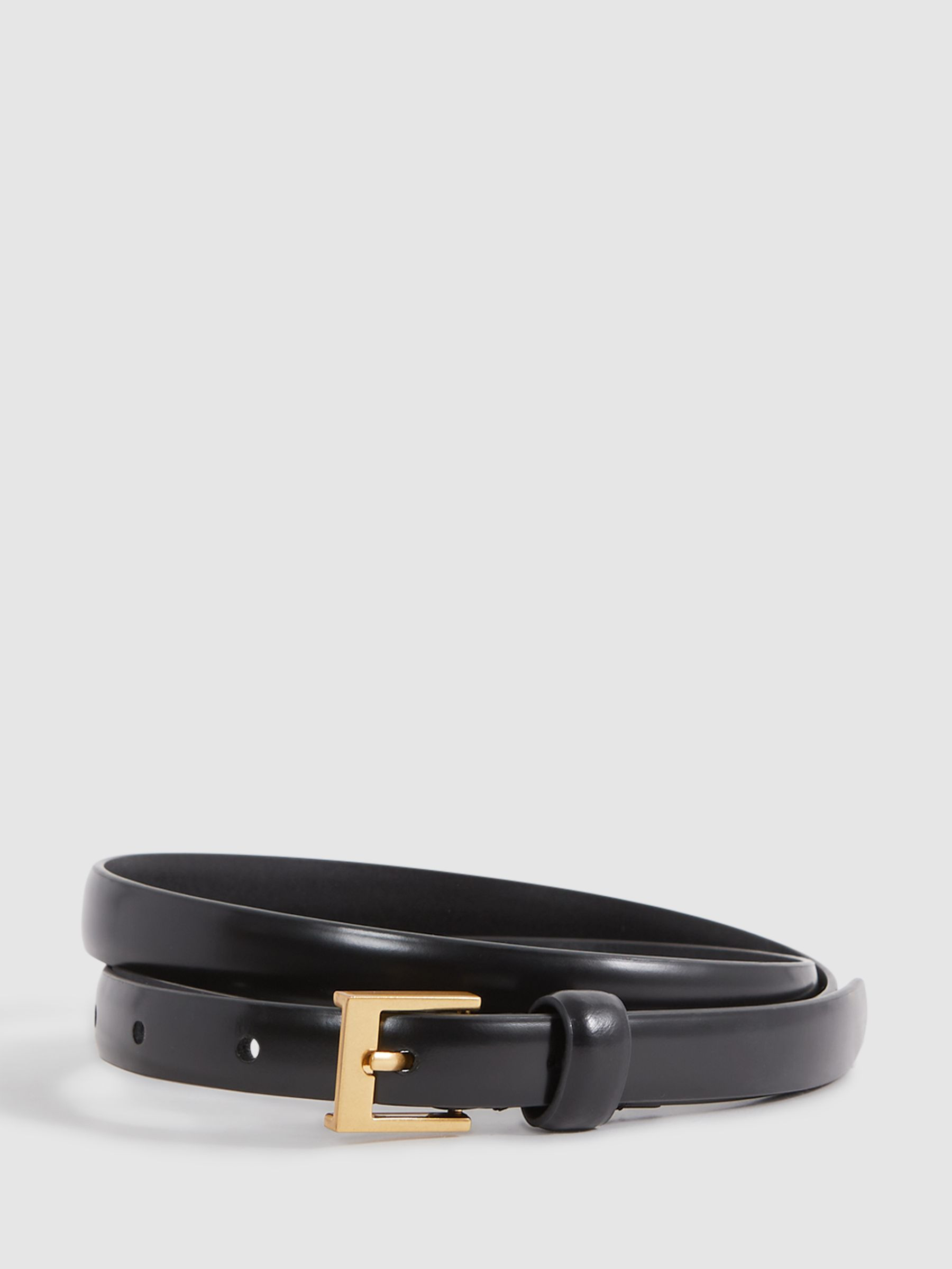 Reiss Thin Leather Belt in Black - REISS | Reiss UK