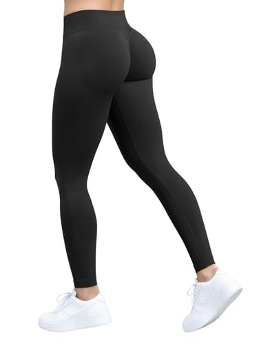 OQQ Workout Leggings for Women Seamless Scrunch Tights Tummy Control Impact Girl Activewear Yoga Pants Black ﻿ | Amazon (US)