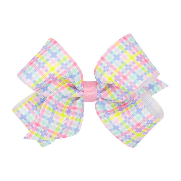 Pastel Plaid Print Grosgrain Bow | Classic Whimsy