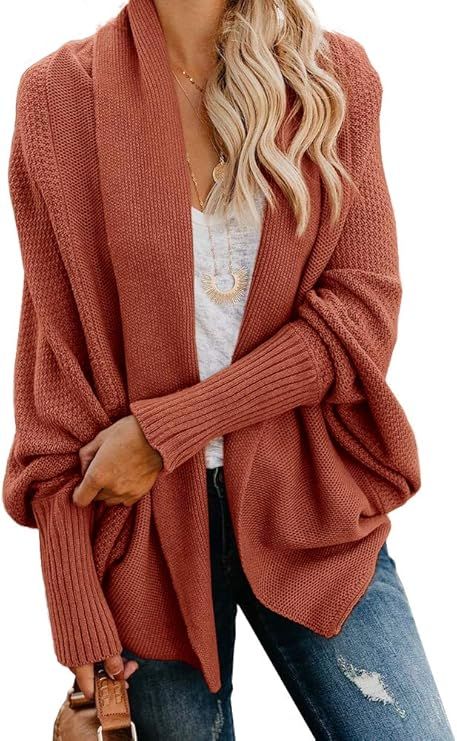 Imily Bela Women's Kimono Batwing Cable Knitted Slouchy Oversized Wrap Cardigan Sweater | Amazon (US)