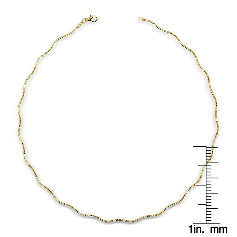 925 Sterling Silver 2mm Wavy Omega Wire Necklace (16 20) (3 colors) (Yellow Gold Plated Silver 16... | Walmart (US)