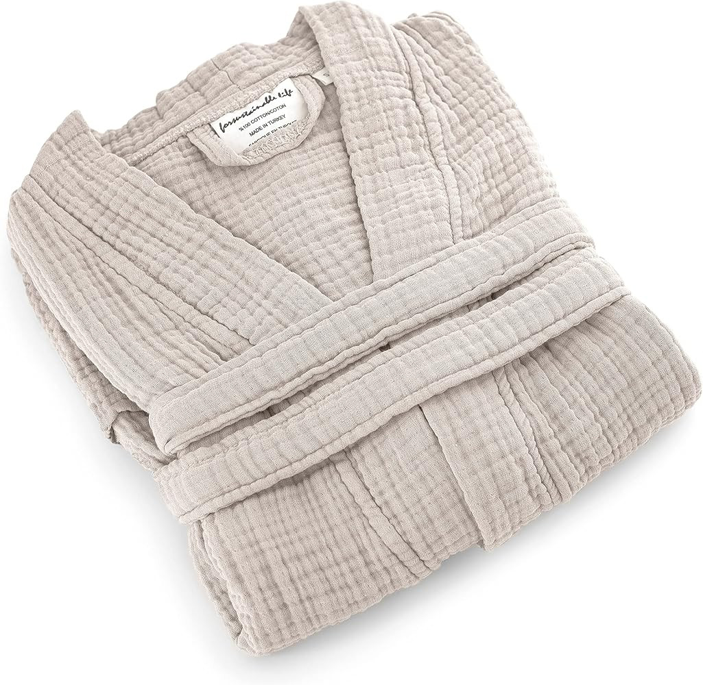 ORMES Muslin Unisex Bathrobe,Turkish 100% Cotton,Soft, Absorbent, Natural Garment Wash | Amazon (US)