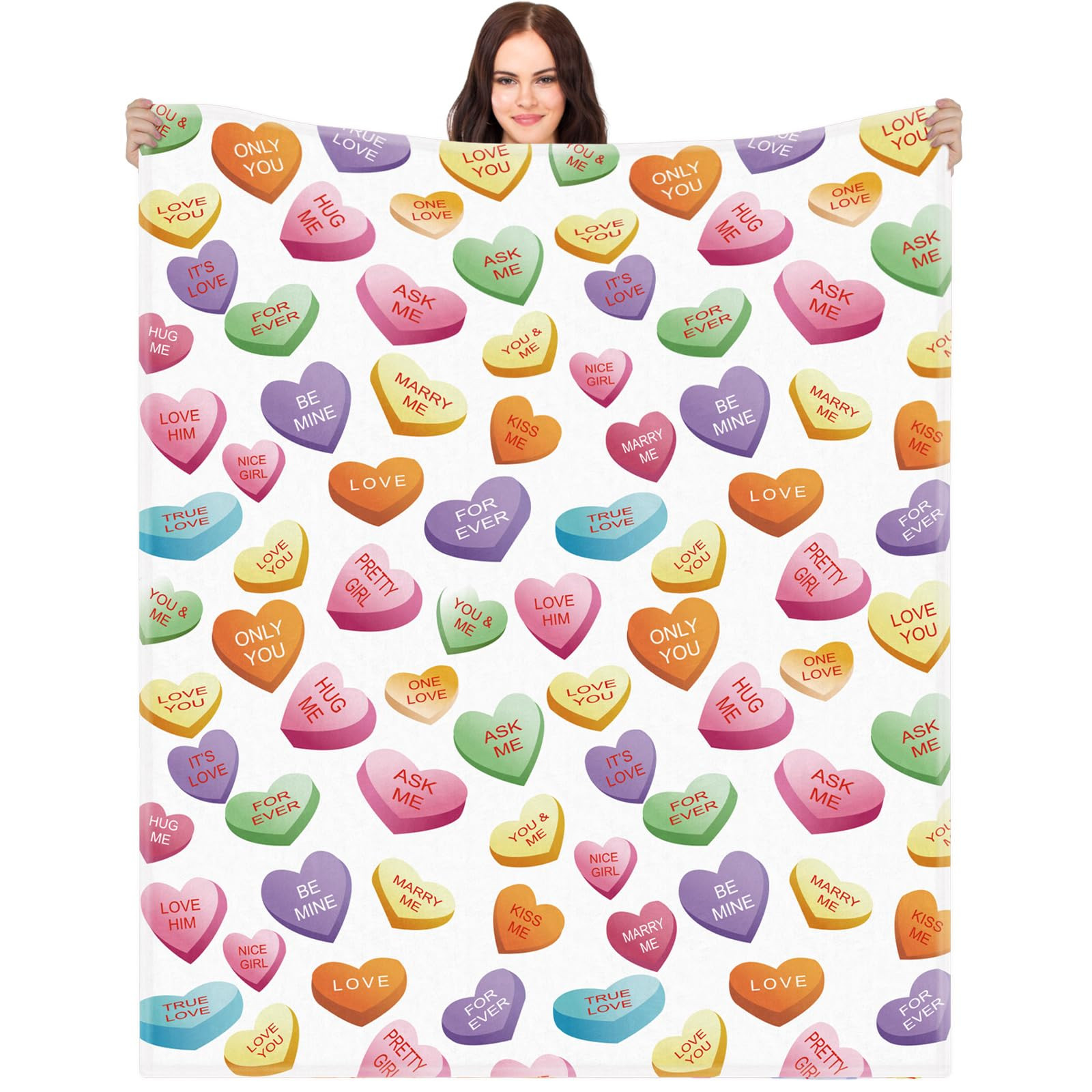 VitalCozy Candy Heart Blanket Christmas Valentine‘s Day Women Gifts Colorful Soft Warm Travel T... | Amazon (US)
