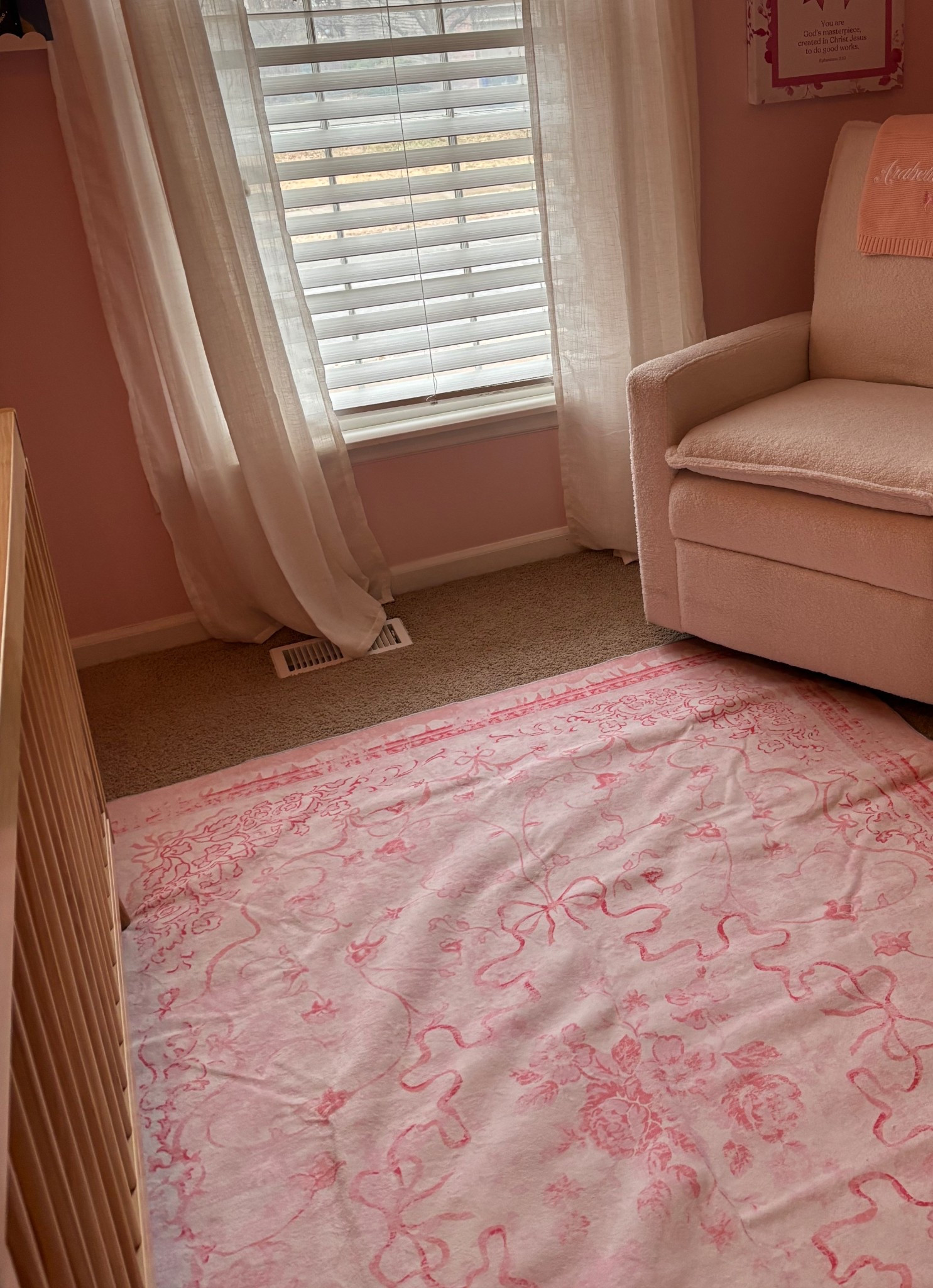 Soft, sweet, and oh-so-dreamy 🤍🎀 This white and pink bow rug is the perfect touch to bring warmth and charm into our nursery. It ties everything together while keeping the space cozy for baby girl 💕 Linking this must-have for your own little bow-filled space!

#LTKKids #LTKBaby #LTKHome