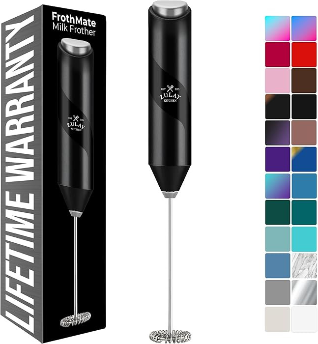 Zulay Kitchen Powerful Milk Frother Wand - Handheld Stainless Steel - Battery Operated Drink Mixe... | Amazon (US)