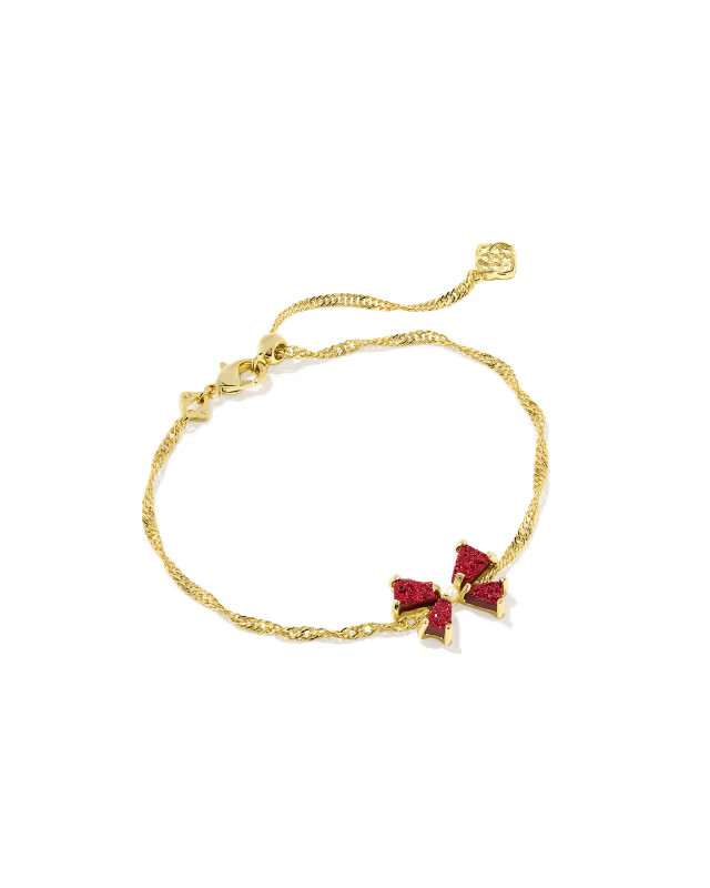 Blair Gold Bow Small Delicate Chain Bracelet in Bright Red Drusy | Kendra Scott