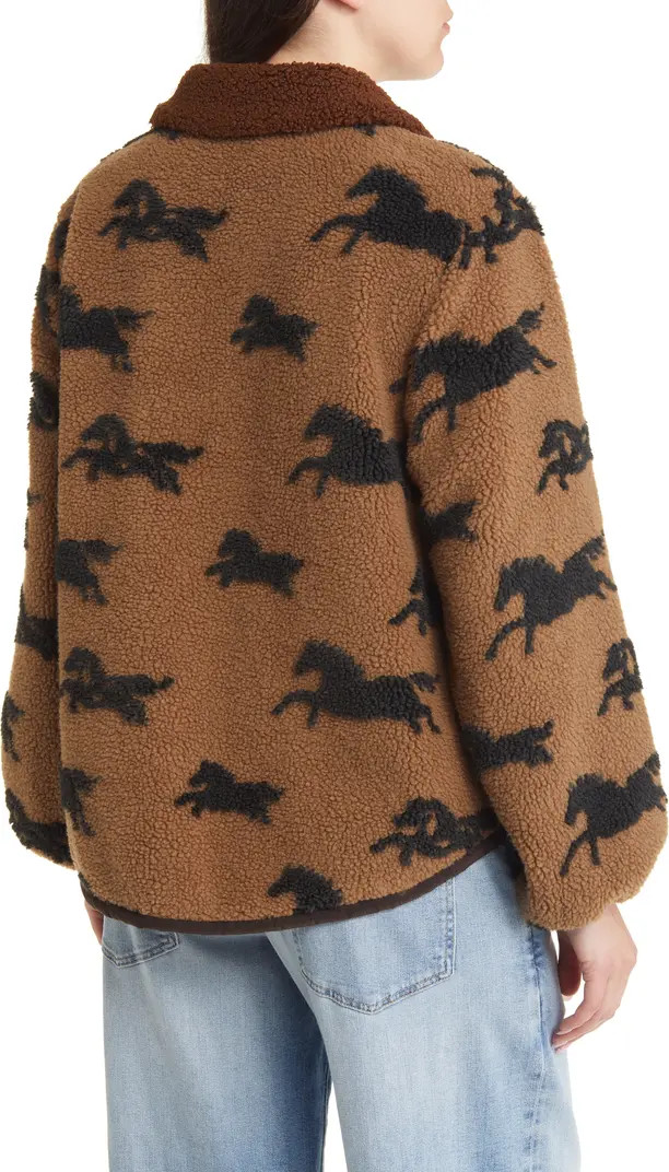 THE GREAT. The Pasture Horse Print Fleece Jacket | Nordstrom | Nordstrom