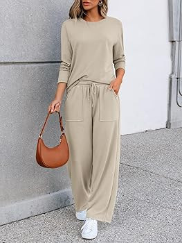 LILLUSORY Women's Sweatsuits 2 Piece Outfits Lounge Matching Sweat Sets Casual Sweatshirts Wide L... | Amazon (US)