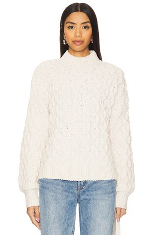 Sanctuary Cable Mock Neck Sweater in Light Almond from Revolve.com | Revolve Clothing (Global)