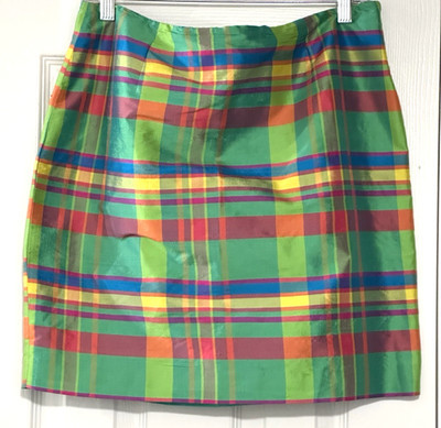 Lauren Ralph Lauren Green Plaid Silk Taffeta Women's Lined Pencil Skirt  Size 10 | eBay | eBay US