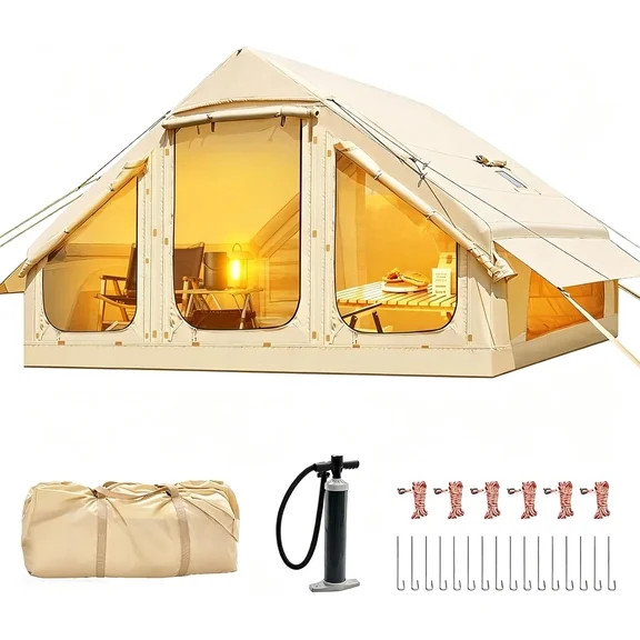 Lilypelle 4-6 Person Blow Up Inflatable Tent with Stove Jack, Hot Tent for Camping with Hand Pump... | Walmart (US)