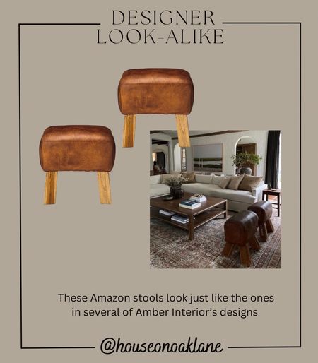Designer look-alike for less 
Leather stool antique vintage vibes ottoman bench Amber Interiors 

#LTKstyletip #LTKFind #LTKhome
