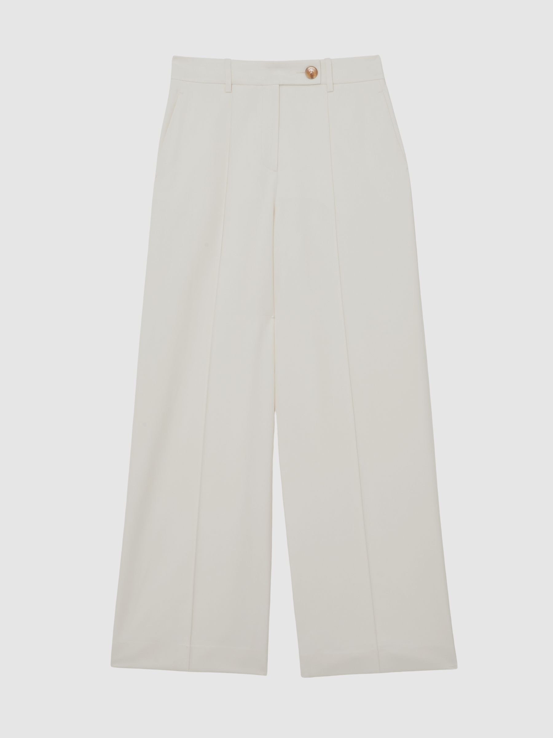 Reiss Wide-Leg Seam-Detail Trousers in Cream - REISS | Reiss UK