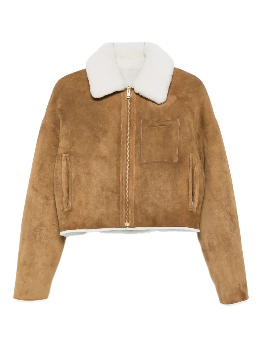 Maje shearling-collared Jacket | Brown | FARFETCH UZ | Farfetch Global