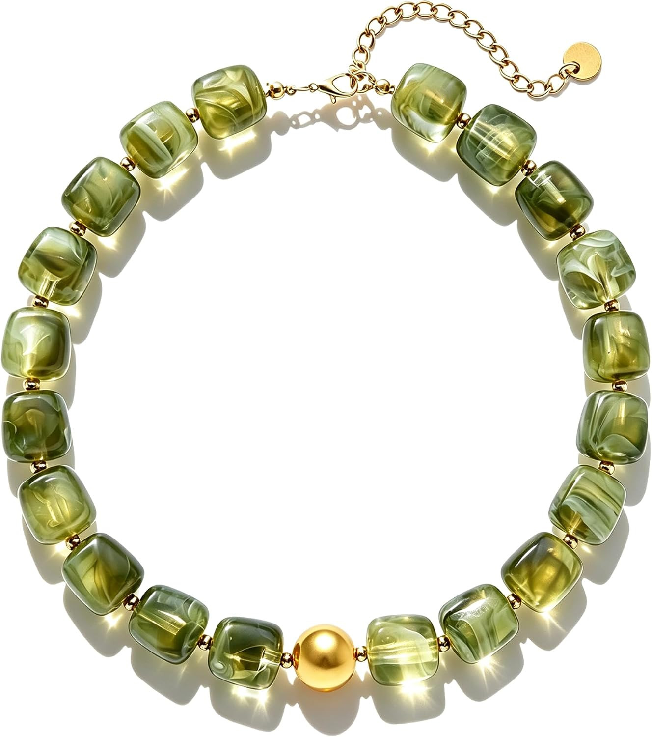 Chunky Beaded Necklace for Women, Big Size Beaded Colorful Boho Large Square Resin Modern Statement Necklace Jewelry Accessories | Amazon (US)