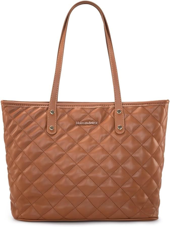 Montana West Quilted Handbag for Women Tote Purse Shoulder Bag Large Fashion Hobo Purse | Amazon (US)
