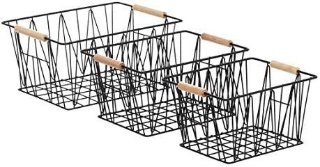 AmazonBasics Wire Storage Baskets - Set of 3, Black | Amazon (US)