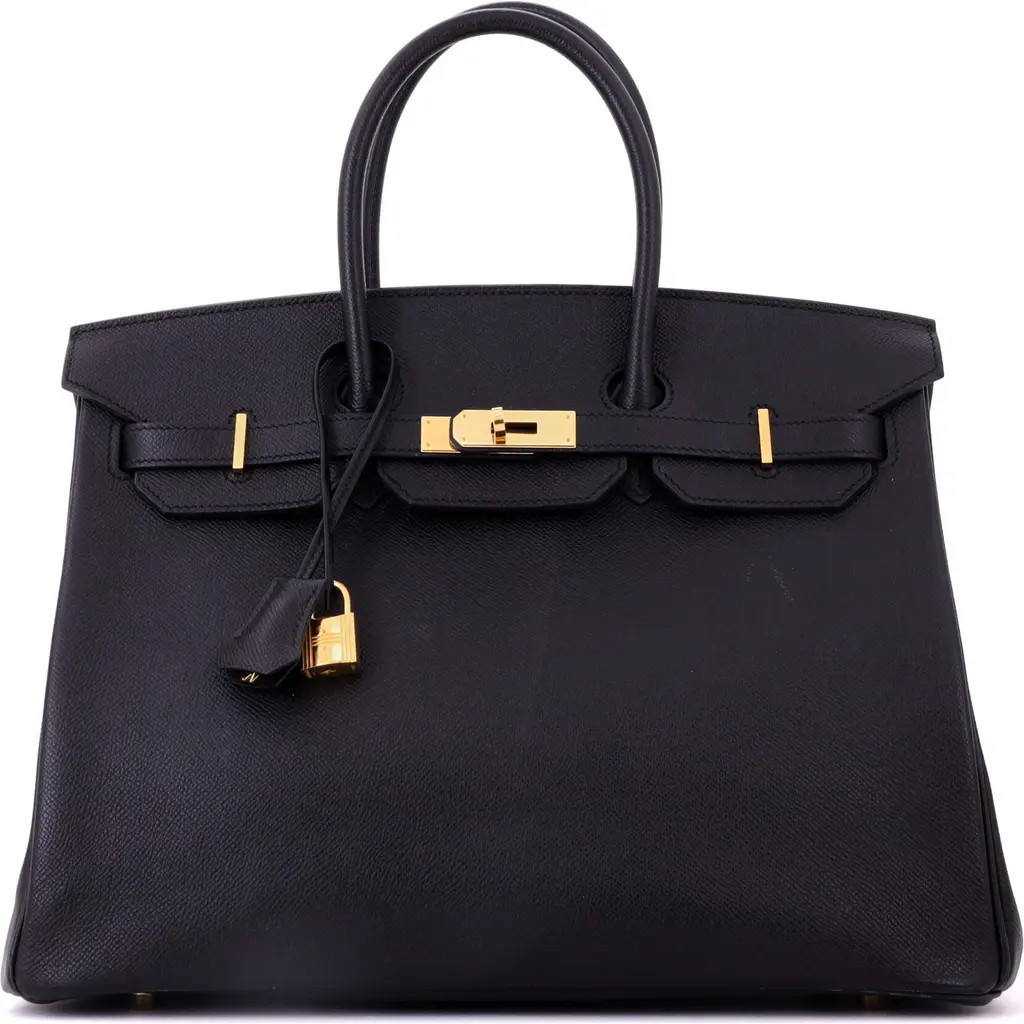 Pre-Owned Hermes Birkin Handbag Black Epsom with Gold Hardware 35 in Noir at Nordstrom, Size Medium | Nordstrom
