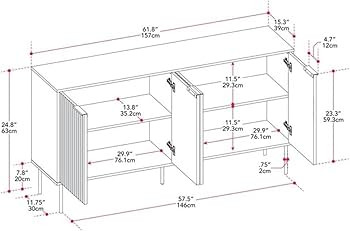 Corliving 4 Door Sideboard Buffet Cabinet, Sideboard Storage Cabinet, Accent Sideboard for Dining... | Amazon (CA)