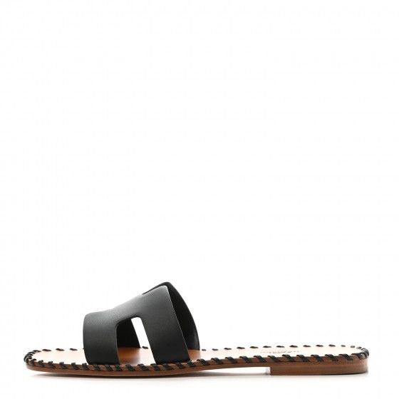 HERMES Box Calfskin Braided Oran Sandals 38 Black | FASHIONPHILE | Fashionphile