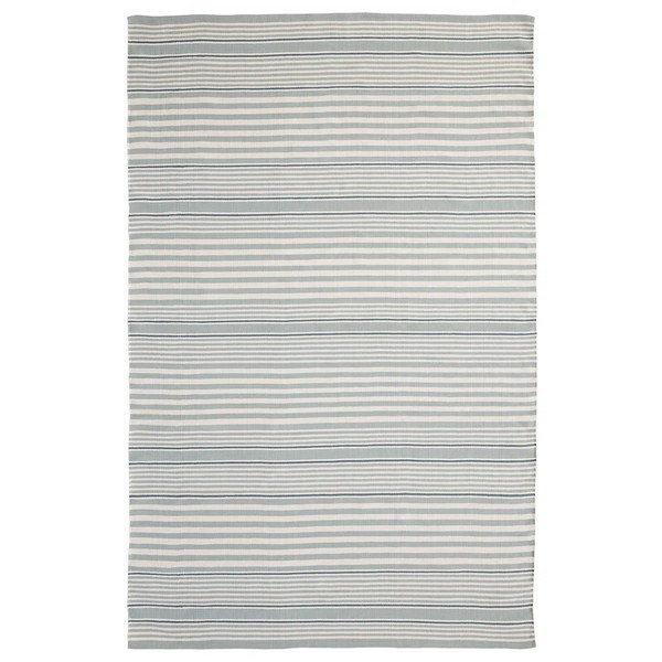 Rugby Stripe Light Blue Handwoven Indoor/Outdoor Rug | Annie Selke