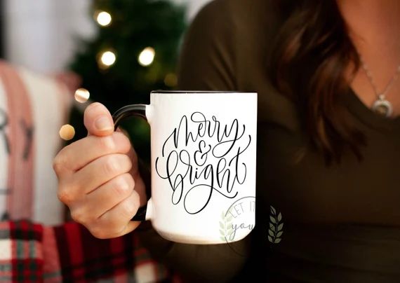 Merry and Bright, Holiday Coffee Mug, Christmas Gifts | Etsy (US)