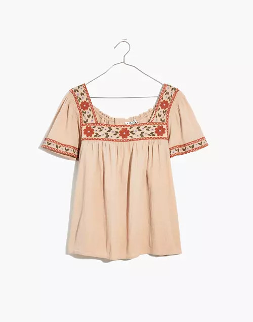 Embroidered Square-Neck Top | Madewell
