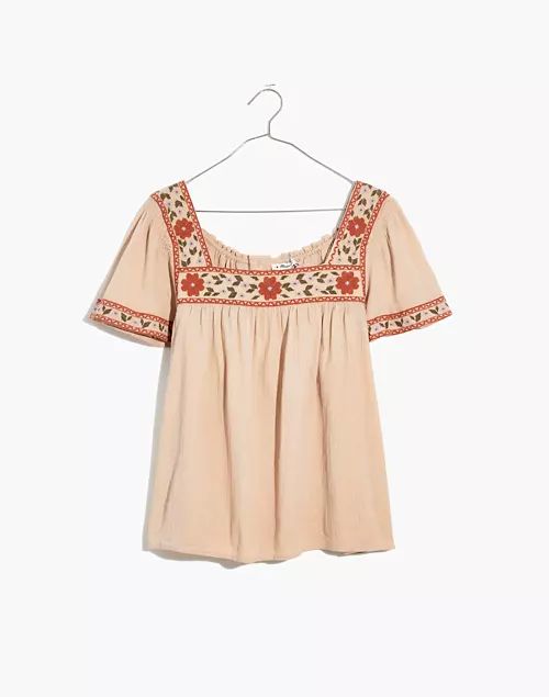 Embroidered Square-Neck Top | Madewell