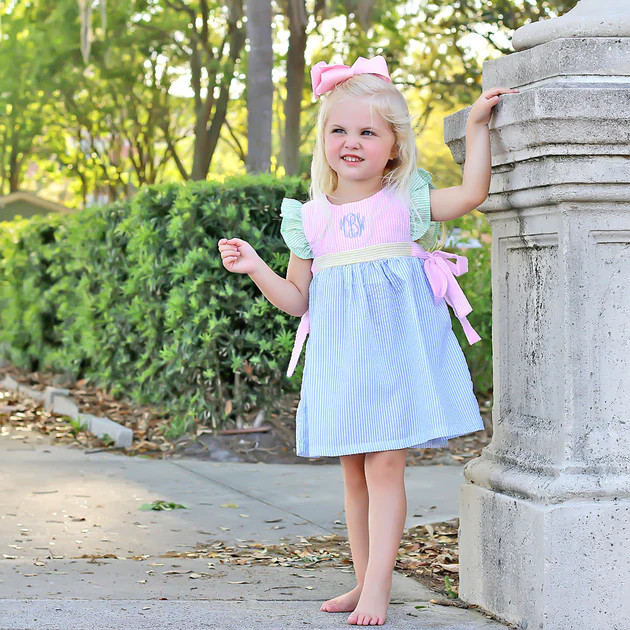 Multi Stripe Seersucker Avery Dress | Classic Whimsy