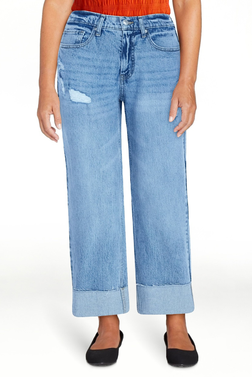 Free Assembly Women's High Rise Straight Cropped Jeans, Sizes 0-18 | Walmart (US)
