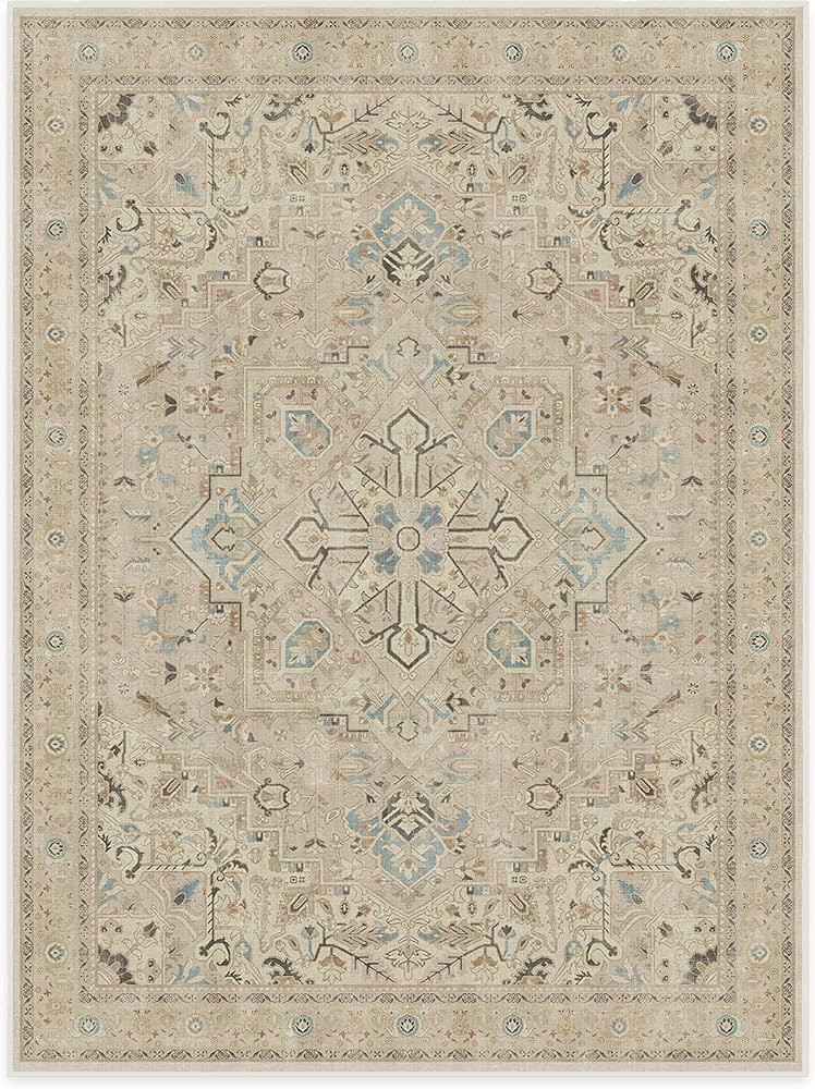 RUGGABLE Kamran Washable Rugs 9x12 - Non Slip, Vintage Machine Washable Area Rug, Living Room, Be... | Amazon (US)