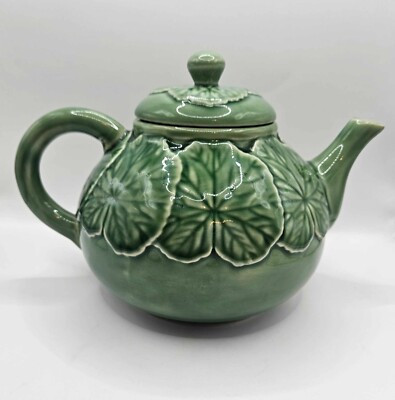 Bordallo Pinheiro Teapot Leaf Pattern, some crazing, please see photos.  | eBay | eBay US