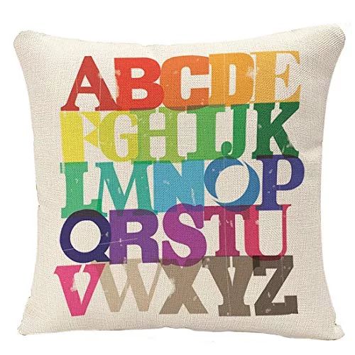 YGGQF Rainbow ABC Square Throw Pillow Cover Colorful English Alphabet Decorative Pillow Case Home... | Walmart (US)