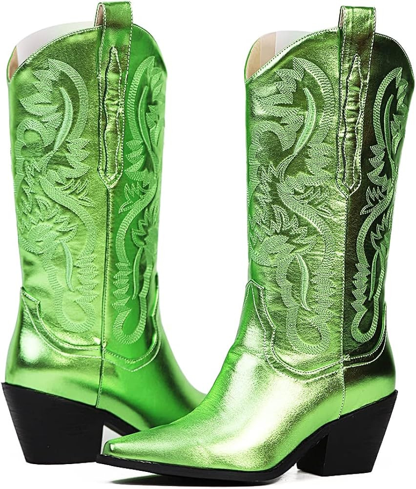 Erocalli Women's Cowgirl Boots Cowboy Boots Vintage Pointed Toe Chunky High Heel Pull On Western ... | Amazon (US)