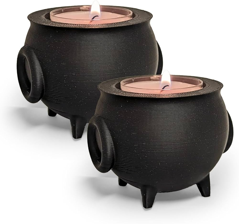 Halloween Candle Holder, Spooky Cauldron Tea Light Holders, Halloween Candle Holder, Witch Pot Ca... | Amazon (US)