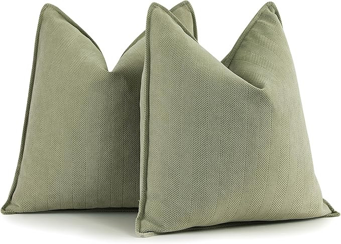 ZWJD Sage Green Pillow Covers 18x18 Set of 2 Chenille Pillow Covers with Elegant Design Soft and ... | Amazon (US)