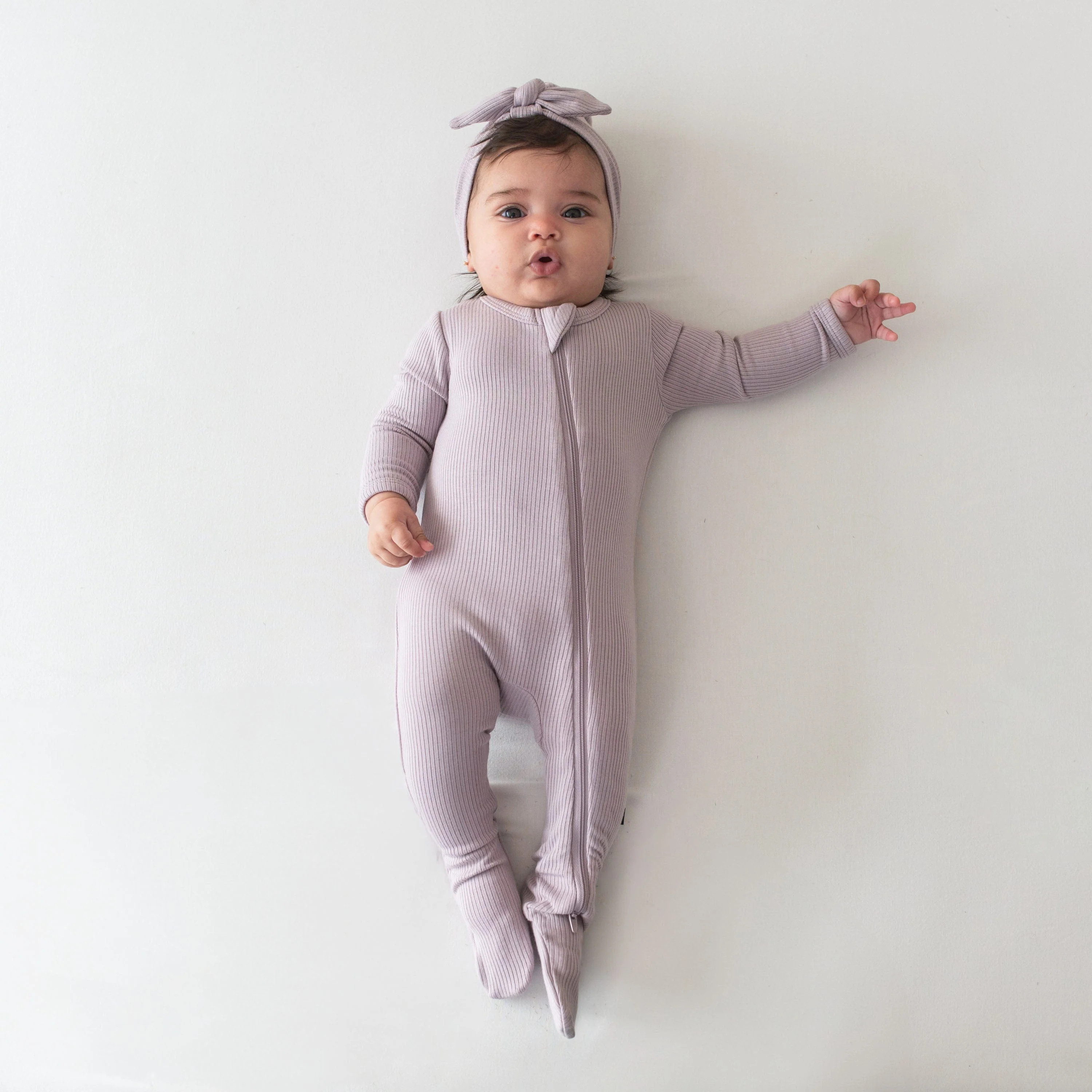 Ribbed Zipper Footie in Wisteria | Kyte BABY