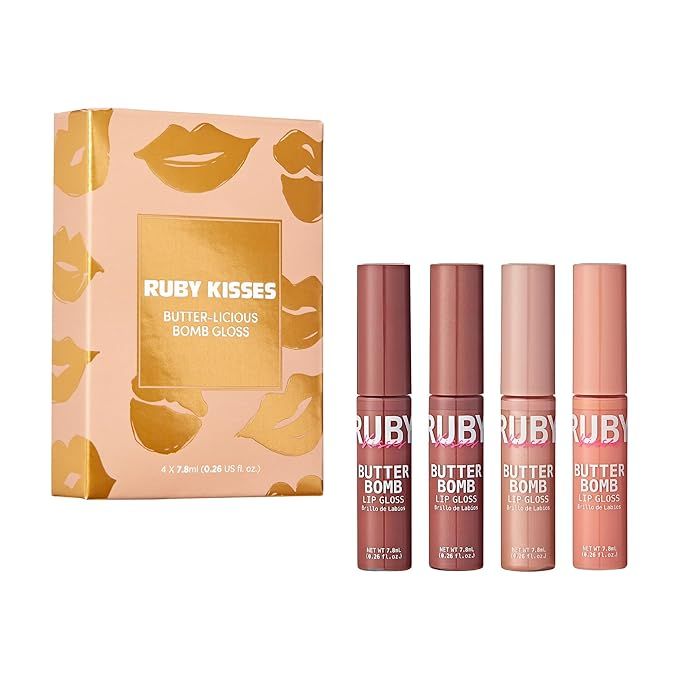 Ruby Kisses Lip Gloss Butter Bomb Gloss Non-Sticky Lip Gloss Vitamin E Natural Nude Lip Makeup- 7... | Amazon (US)