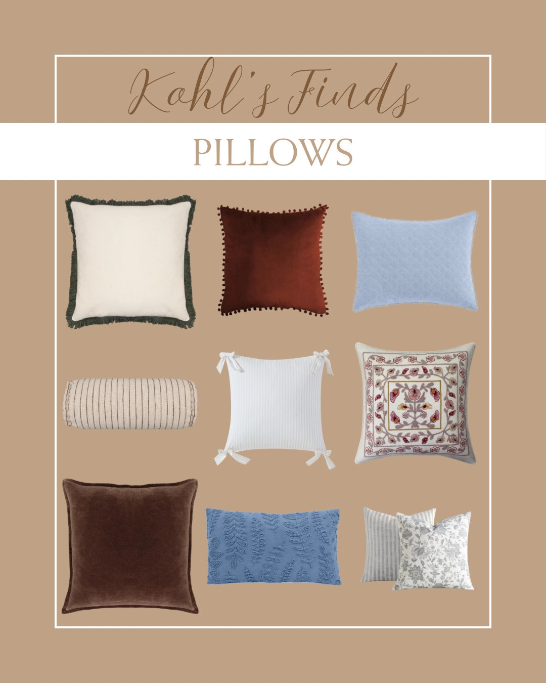 @Kohl's pillows with soft textures, versatile neutrals, and affordable style for an easy home refresh.

#KohlsHome #PillowDecor #NeutralHome #LTKhome

#LTKHome
