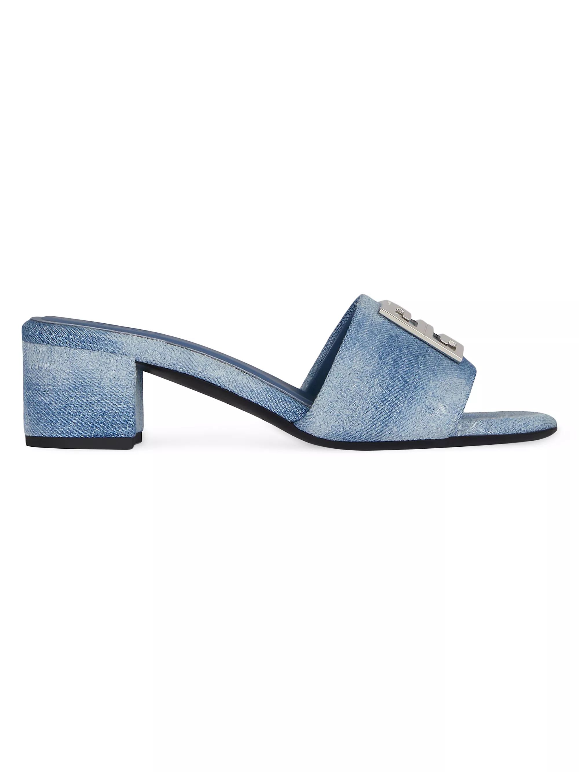 4G Mules in Washed Denim | Saks Fifth Avenue