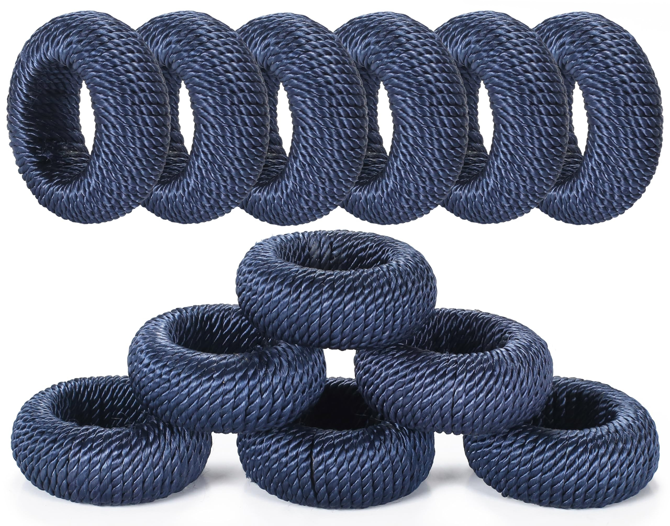 ALPHA Living HOME Elegant Navy Woven Napkin Rings – Set of 12 Decorative Serviette Rings, Premi... | Amazon (US)