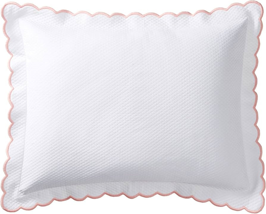 Belle Epoque Isabel Embroidered Scalloped Sham, White/Pink, Standard | Amazon (US)