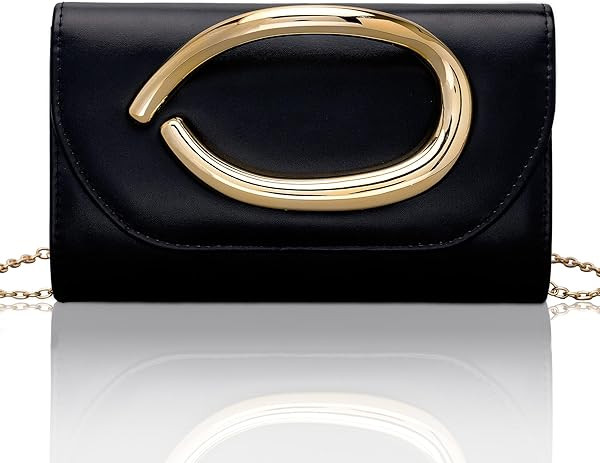 Larcenciel Leather Evening Clutch Purse for Women w/3D Gold Acrylic Handle & Chain, Formal Party ... | Amazon (US)